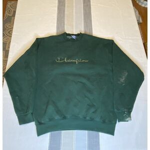 Vintage 90s Heavyweight Reverse Weave Forest Green Champion Spellout Sweatshirt